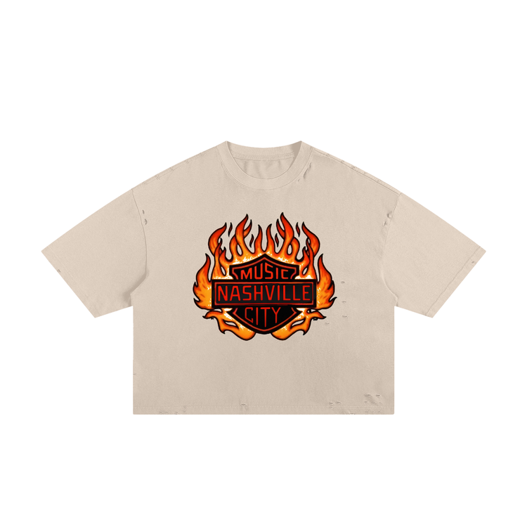 ‘Music City’ Frayed Boxy Tee