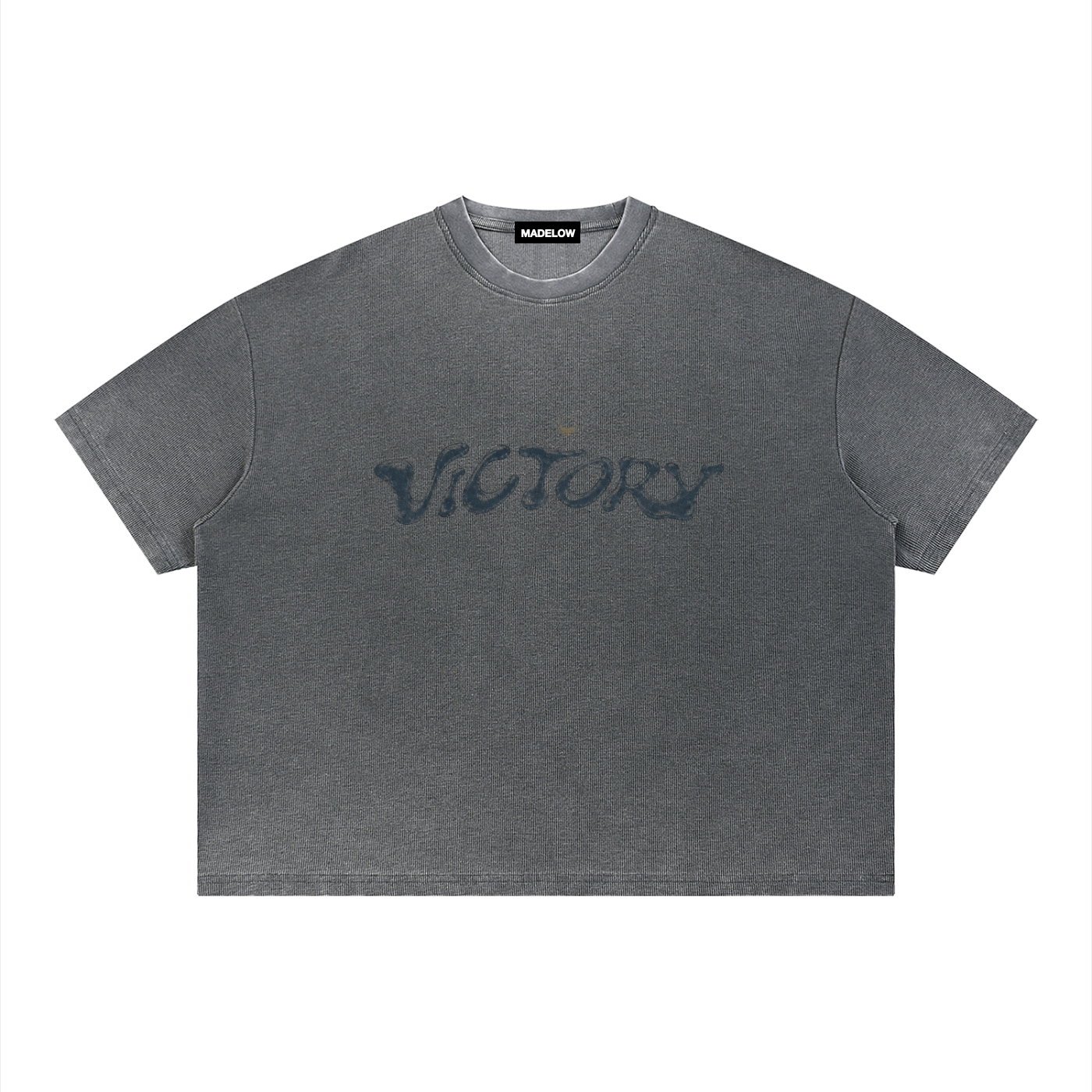 VICTORY- Wash Sunfade Boxy Waffle Shirt